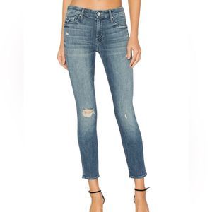 MOTHER Looker Crop Distressed Denim Jeans in Gypsey Wash Color size 25 Waist